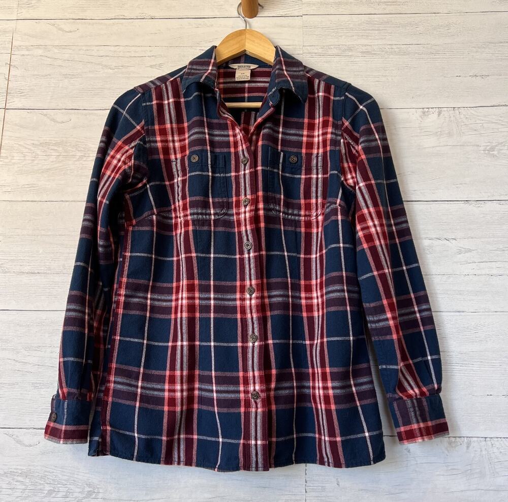 Duluth Trading Co. Shirt Womens Size XS Blue and Red Plaid Flannel Long Sleeve